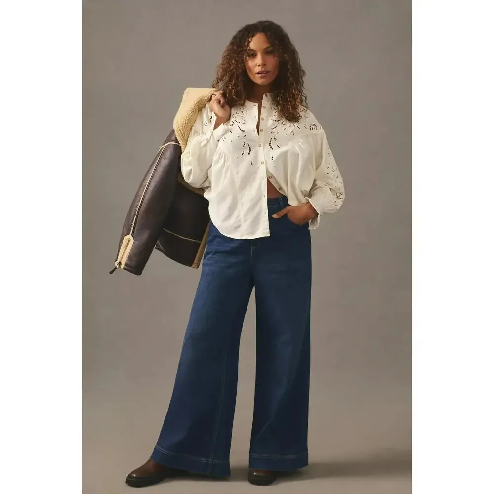 Pilcro Structured Eyelet Blouse L - Picture 5 of 7